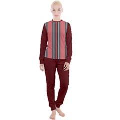 Dunkelrot4 Rosa Grau Streifen Dunkelrot3 Women s Lounge Set by 2607694c
