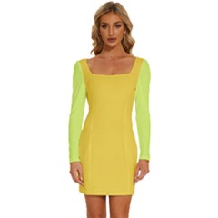 4 Farben Long Sleeve Square Neck Bodycon Velvet Dress by 2607694c