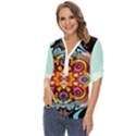 abstrakte Blume Zip Up Long Sleeve Blouse View2