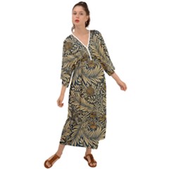 Brown Vintage Background Vintage Floral Pattern Grecian Style  Maxi Dress by Ndabl3x