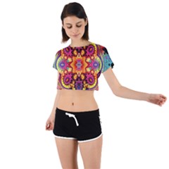 Pink Florales Muster Tie Back Short Sleeve Crop T-shirt by 2607694c