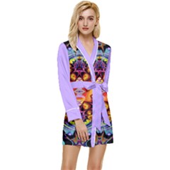 Pink Florales Muster Long Sleeve Satin Robe by 2607694c