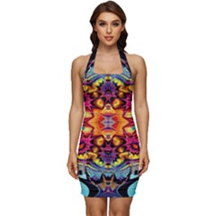 Lila Floral Blume Sleeveless Wide Square Neckline Ruched Bodycon Dress by 2607694c