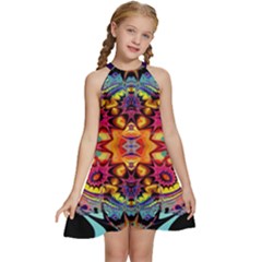 Lila Floral Blume Kids  Halter Collar Waist Tie Chiffon Dress by 2607694c