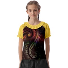 Gelb Fractal Kids  Frill Chiffon Blouse by 2607694c