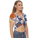 Mexican Talavera Pattern Ceramic Tiles With Flower Leaves Bird Ornaments Traditional Majolica Style Twist Front Crop Top View3
