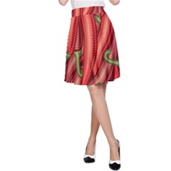 Seamless-chili-pepper-pattern A-line Skirt by Ket1n9