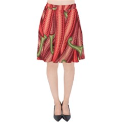 Seamless-chili-pepper-pattern Velvet High Waist Skirt by Ket1n9