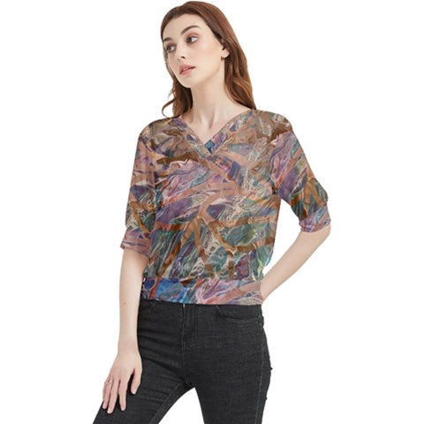 Blending Flows Quarter Sleeve Blouse by kaleidomarblingart