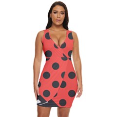 Abstract-bug-cubism-flat-insect Draped Bodycon Dress by Ket1n9