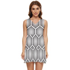 Halftone Tech Hexagons Seamless Pattern Tiered Sleeveless Mini Dress by Ket1n9