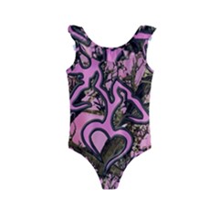 Pink Browning Deer Glitter Camo Camouflage Kids  Frill Swimsuit by Loisa77