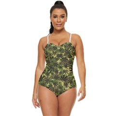 Camouflage Cannabis Marijuana Retro Full Coverage Swimsuit by dollfacedesignz1