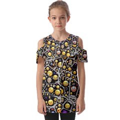 Mental Emojis Emoticons Icons Fold Over Open Sleeve Top by Paksenen