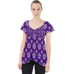 White Pentacle And Purple Pattern Lace Front Dolly Top by cheekywitch