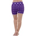 White pentacle and purple pattern Lightweight Velour Yoga Shorts View4