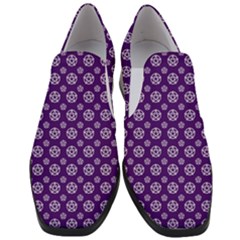 White Pentacle And Purple Pattern Women Slip On Heel Loafers by cheekywitch