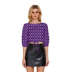 White Pentacle And Purple Pattern Mid Sleeve Drawstring Hem Top by cheekywitch
