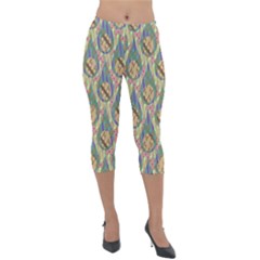 Tribal Background Boho Batik Lightweight Velour Capri Leggings  by anzea