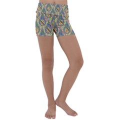 Tribal Background Boho Batik Kids  Lightweight Velour Yoga Shorts by anzea