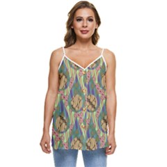 Tribal Background Boho Batik Casual Spaghetti Strap Chiffon Top by anzea