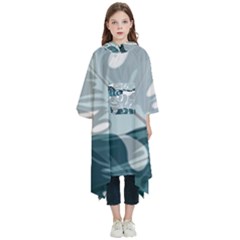 Monstera Leaves Background Kids  Hooded Rain Ponchos by anzea