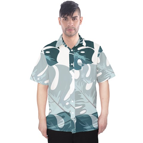 Monstera Leaves Background Men s Hawaii Shirt by anzea