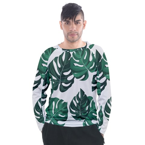 Illustrations Monstera Leafes Men s Long Sleeve Raglan T-shirt by anzea