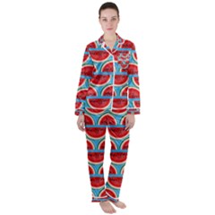 Illustrations Watermelon Texture Pattern Women s Long Sleeve Satin Pajamas Set	 by anzea