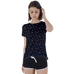 Abstract Texture Short Sleeve Open Back T-shirt by anzea