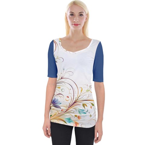 Flower Wide Neckline T-shirt by 2607694c
