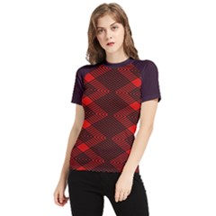 Pattern Rot Schwarz Women s Short Sleeve Rash Guard by dedoma