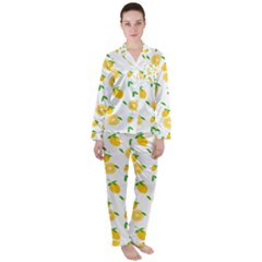 Illustrations Lemon Citrus Fruit Yellow Women s Long Sleeve Satin Pajamas Set	 by anzea