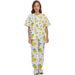 Illustrations Lemon Citrus Fruit Yellow Kids  T-shirt And Pants Sports Set by anzea