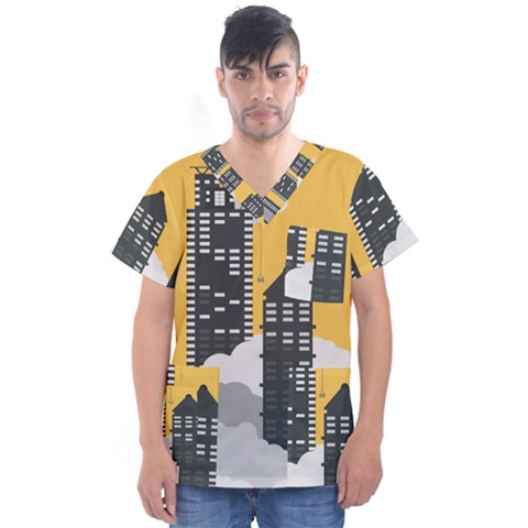 Minimal Skyscrapers Men s V-neck Scrub Top by anzea