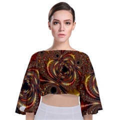 Geometric Art Fractal Abstract Art Tie Back Butterfly Sleeve Chiffon Top by Ndabl3x