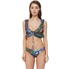 Tree Colourful Low Cut Ruffle Edge Bikini Set by Ndabl3x