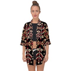 Vector Illustration Of Ukrainian Folk Seamless Pattern Ethnic Ornament Border Element Traditional Open Front Chiffon Kimono by Bedest
