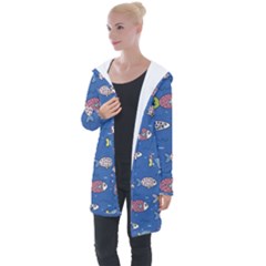 Sea Fish Blue Submarine Animal Longline Hooded Cardigan by Proyonanggan
