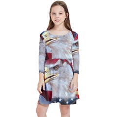 United States Of America Images Independence Day Kids  Quarter Sleeve Skater Dress by Ket1n9