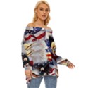 United States Of America Images Independence Day Off Shoulder Chiffon Pocket Shirt View3