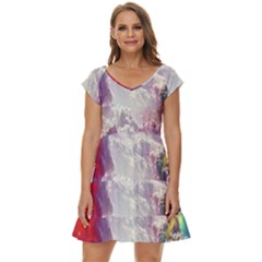 Clouds Multicolor Fantasy Art Skies Short Sleeve Tiered Mini Dress by Ket1n9