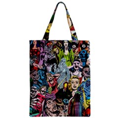 Vintage Horror Collage Pattern Zipper Classic Tote Bag by Ket1n9