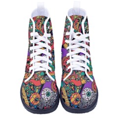 Cute Cartoon Doodle Men s High-top Canvas Sneakers by Bedest