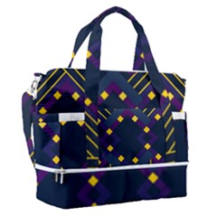 Line Square Pattern Violet Blue Yellow Design Sports Shoulder Bag With Shoes Compartment by Ravend