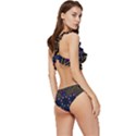 Line Square Pattern Violet Blue Yellow Design Low Cut Ruffle Edge Bikini Set View3