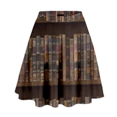Old Bookshelf Orderly Antique Books High Waist Skirt by Ravend