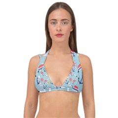 Nautical Marine Symbols Seamless Pattern Double Strap Halter Bikini Top by Hannah976