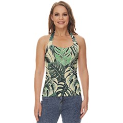 Abstract Art Tropical Leaves Basic Halter Top by Valentinaart