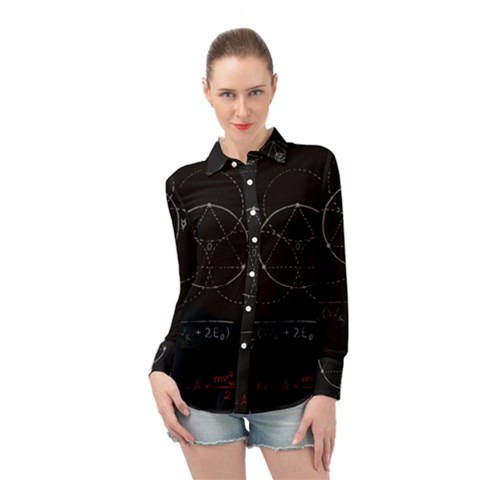 Math Board Circuit Circuits Computer Shield Tech Technology Long Sleeve Chiffon Shirt by Loisa77